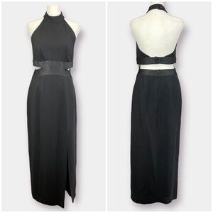 EUC Halter Sleeveless Party Formal Dress Black Cut Out Size 6
